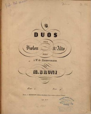 6 duos pour violon & alto : oeuv. 2