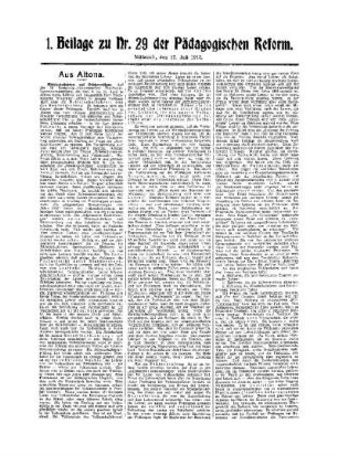 Aus Altona : 1. Beilage zu Nr. 29 der Pädagogischen Reform