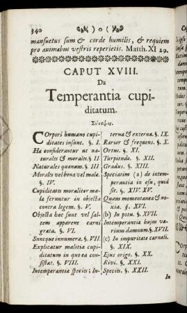 Caput XVIII. De Temperantia cupiditatum