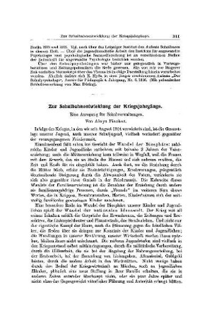 Zur Schulbahnentwicklung der Kriegsjahrgänge : eine Anregung für Schulverwaltungen