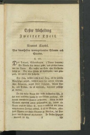 Neuntes Kapitel. Von dauerhaften immergrünenden Bäumen und Stauden