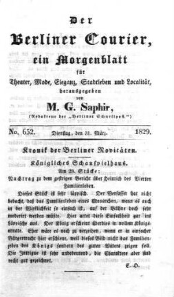 No. 652., Dienstag, den 31. März 1829