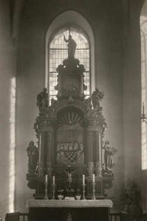 Wolkenstein, Marienberger Straße 12. Stadtkirche St. Bartholomäus. Altar (1648; J. Böhme)