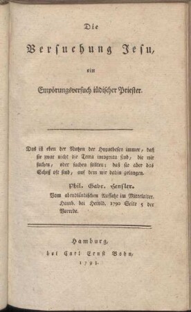 Die Versuchung Jesu : ein Empörungsversuch iüdischer Priester