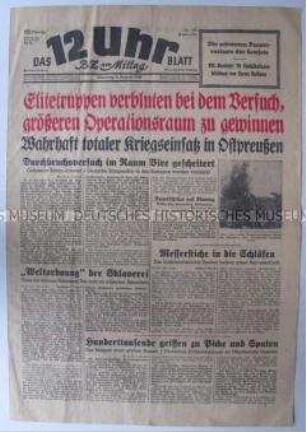 Berliner Tageszeitung "Das 12 Uhr Blatt" u.a. zu den Kämpfen in Nordfrankreich