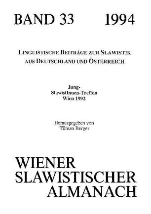 Wiener slawistischer Almanach. 33. 1994