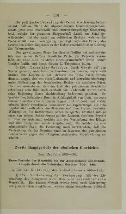 Zweite Hauptperiode der römischen Geschichte. Rom Republik 509-30
