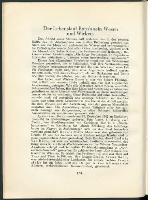 Der Lebenslauf Born's sein Wesen und Wirken.