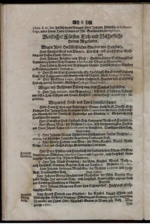 Geistlicher Fürsten Ertz- und Bischoffliche Herren Abgesandte