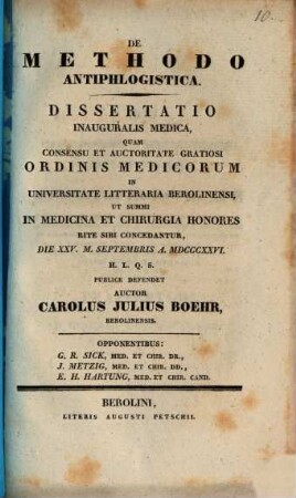 De methodo antiphlogistica : Diss. inaug. med.
