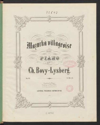 Mazurka villageoise : pour piano : op. 141