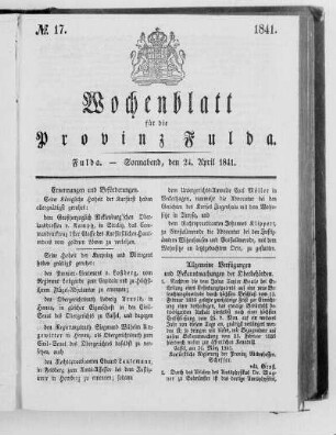 Nr. 17, Ausgabe vom 24. April 1841