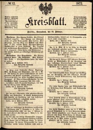 Ausgabe vom Samstag, den 10. Februar 1872.
