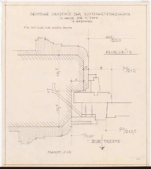 Preußischer Landtag, Berlin Umbau zum »Haus der Flieger«: Akademie für Luftfahrtforschung: Flurabschluss (Tür) Detail 1:1