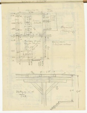 Altes Haus Altperverstraße, Salzwedel: Grundriss 1.OG, Details (aus: Skizzen- und Fotoalbum 29)