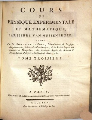 Cours De Physique Experimentale Et Matématique, 3