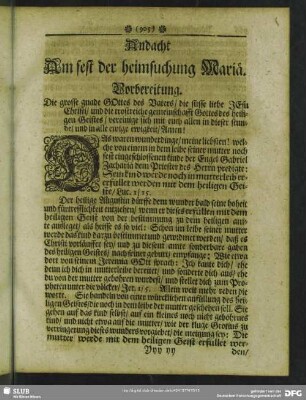 Andacht Am fest der heimsuchung Mariä