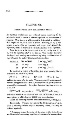 Chapter XII. Exponential and Logarithmic Series.