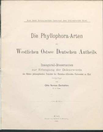 Die Phyllophora-Arten der westlichen Ostsee deutschen Antheils