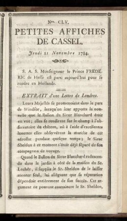 No CLV (Jeudi 11 Novembre 1784)