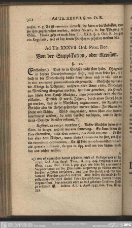 Ad. Tit. XXXVII. Ord. Proc. Rec. Von der Supplikation, oder Revision