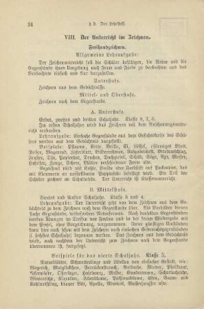 VIII. Der Unterricht im Zeichnen