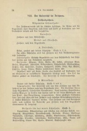 VIII. Der Unterricht im Zeichnen