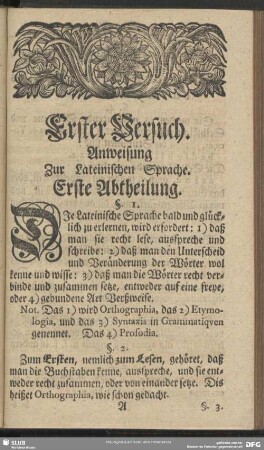 Erster Versuch. Anweisung Zur Lateinischen Sprache