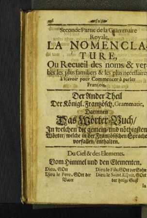 Seconde Partie de la Grammaire Royale, la nomenclature, ...