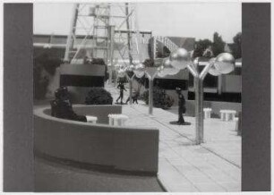 Wettbewerb Kongresshalle (später: ICC) für die Berliner Ausstellungen, 1. Preis (nicht realisiert) – Modellansicht, Blickin den Sommergarten. Berlin-Charlottenburg, Messedamm 22
