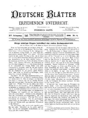Einige wichtige Fragen betreffend den ersten Rechenunterricht