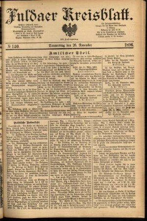 Erste Ausgabe vom Donnerstag, den 26. November 1896.