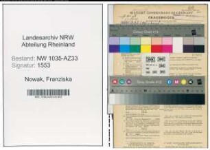 Entnazifizierung Franziska Nowak , geb. 30.03.1919 (Bergbauangestellte)
