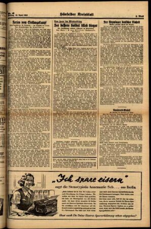 Zweite Ausgabe vom Freitag, den 10. April 1942.