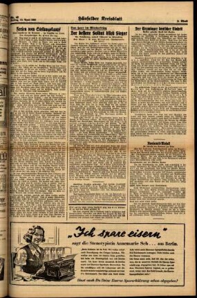 Zweite Ausgabe vom Freitag, den 10. April 1942.