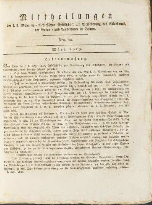 Mittheilungen. Nro. 10. März 1823