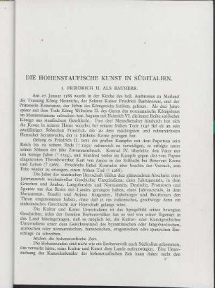 1. Friedrich II. Als Bauherr.