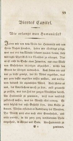 Viertes Capitel. Wie erlangt man Humanität?