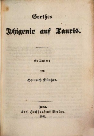 Goethes Iphigenie auf Tauris