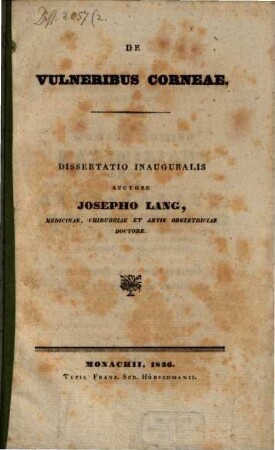 De vulneribus corneae : Diss. inaug.
