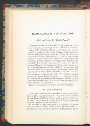 Segunda encuesta de "Nosotros" : ¿Cuál es el valor del "Martín Fierro"?