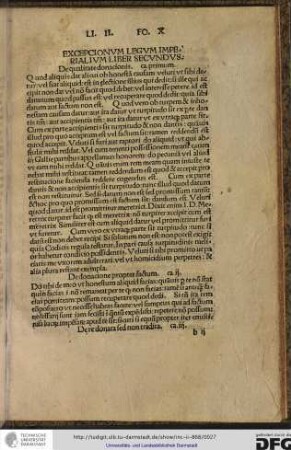 Exceptionum legum imperialium liber secundus.