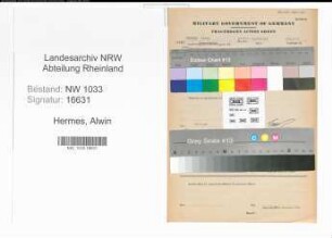 Entnazifizierung Alwin Hermes , geb. (Polizist)