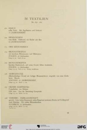 IV. Textilien (Nr. 251- 260)