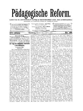 Zur Frage des biologischen Unterrichts in der Volksschule : (Fortsetzung) ; (Schluß folgt)