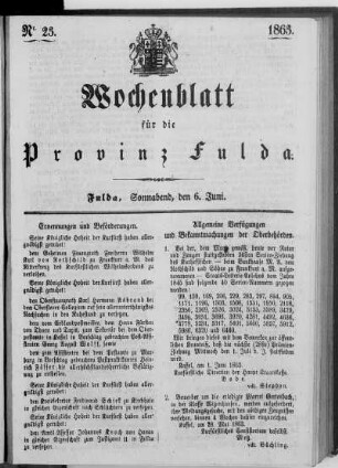 Nr. 23, Ausgabe vom 6. Juni 1863