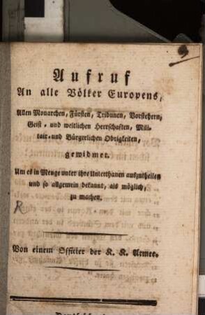 Aufruf an alle Völker Europens