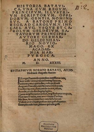 Historia Batavica : cum appendice de vetustissima nobilitate, regibus ac gestis Germanorum