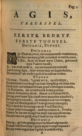 Agis, Koning van Lacedemonien : Treurspel