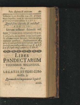 Liber Pandectarum [Trigesimus] Vigesimus Secundus.